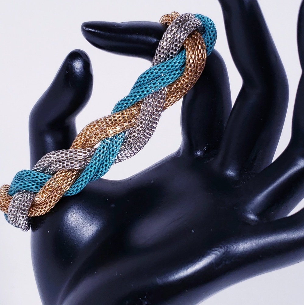 Chain Snake Braided Bracelet Silver Gold Blue